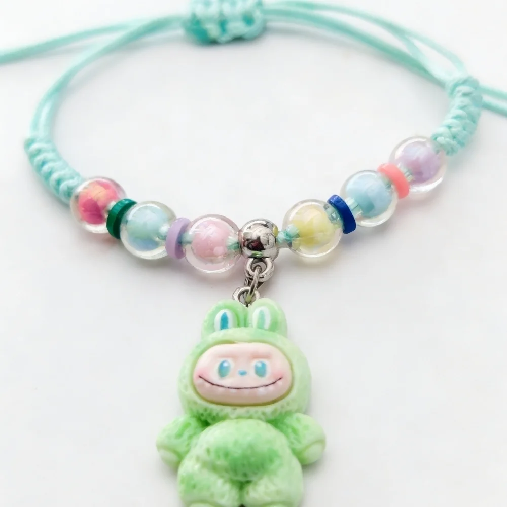Labubu-Inspired Macramé Bracelet Mint & Seafoam